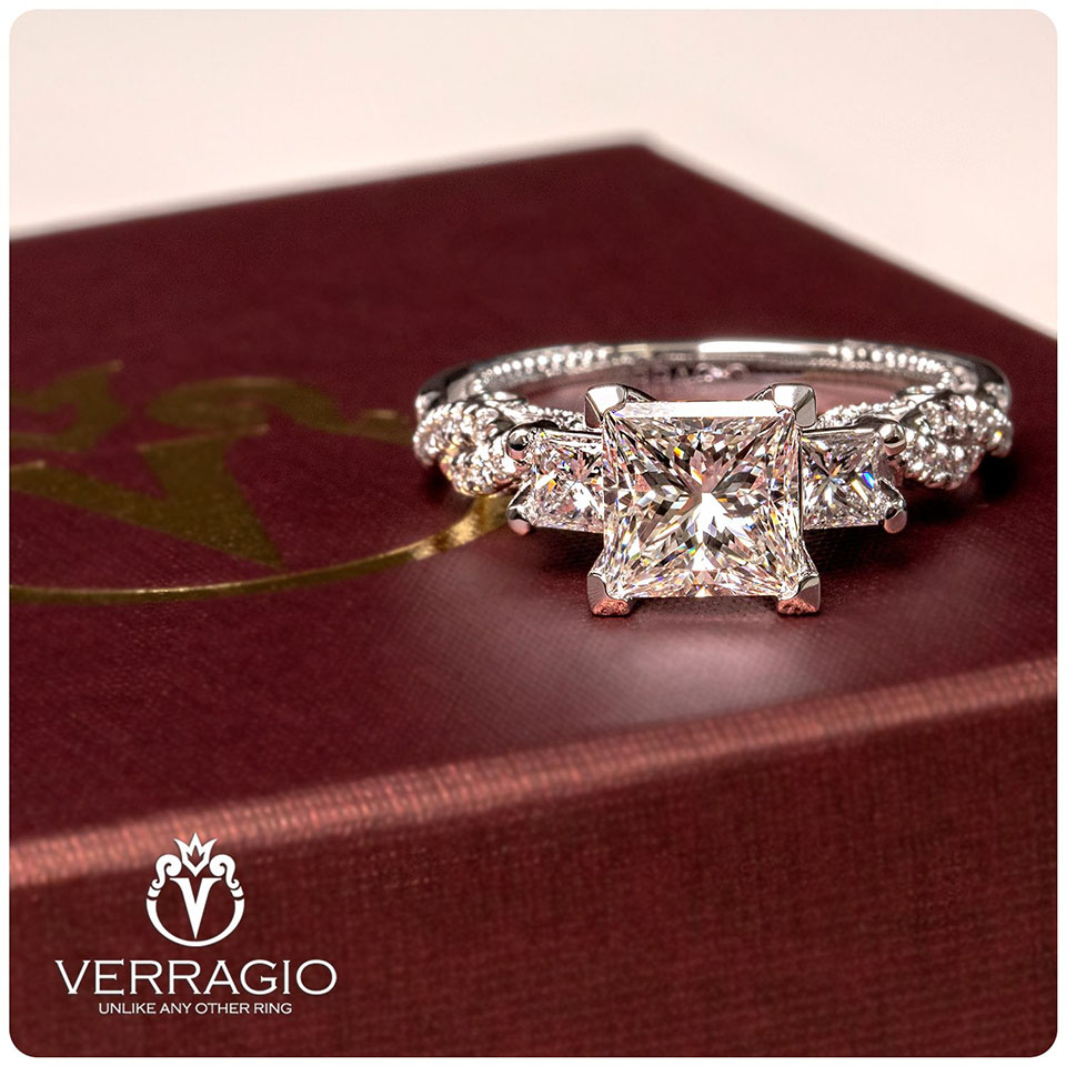 princess cut diamond ring on box
