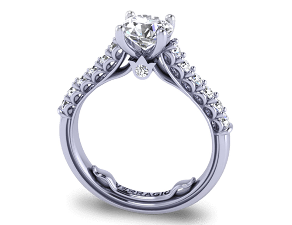 a verragio silver diamond studded engagement ring