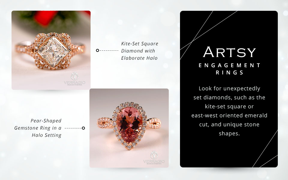 artsy engagement rings