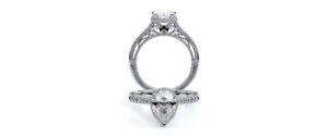 a verragio venetian ring with a pear shaped setting