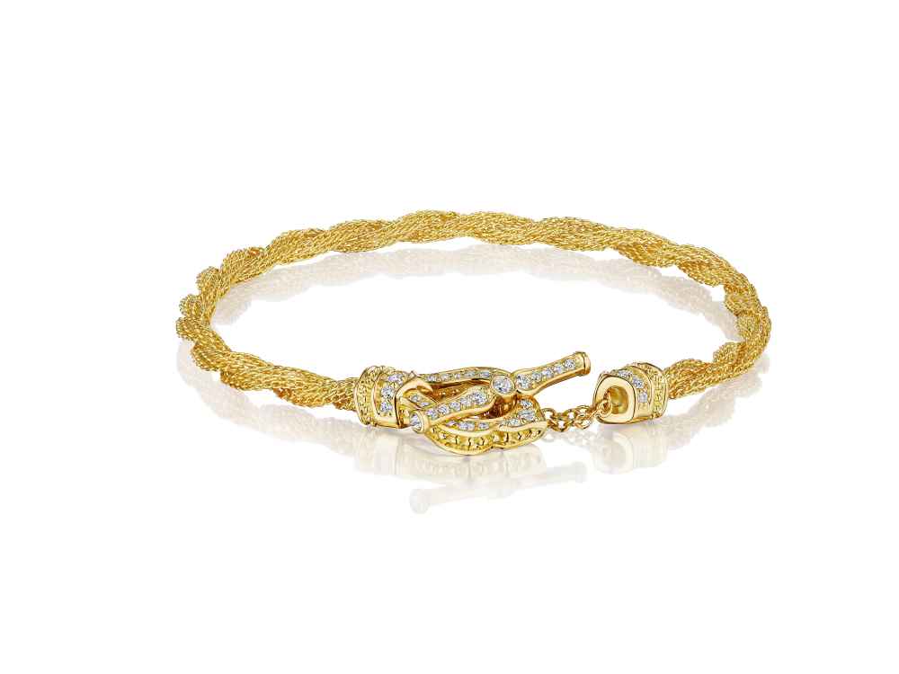 single strand braided gold toggle bracelet